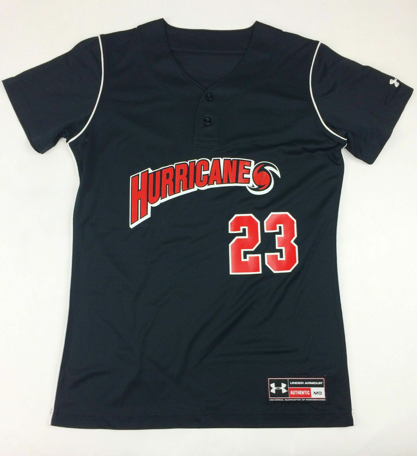 Under Armour Hurricanes Henley 2 Button Softball Jersey Women’s M Black USJ117W
