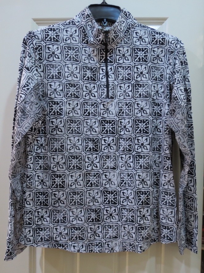 NWT WOMEN’S IBKUL KATHY BLACK / GREY LONG SLEEVE MOCK NECK SHIRT TOP LARGE