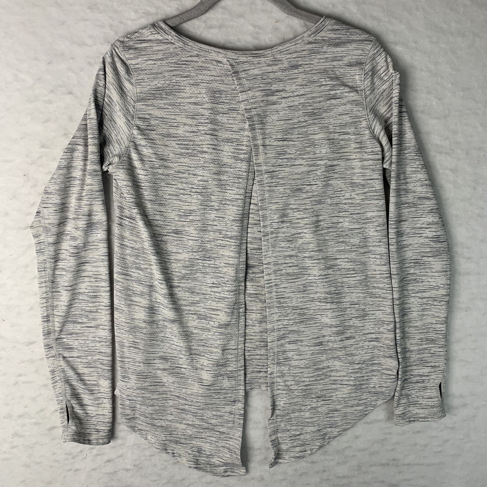 ZYIA Active Light Gray Split Back Long Sleeve Tee Workout Top Size Medium