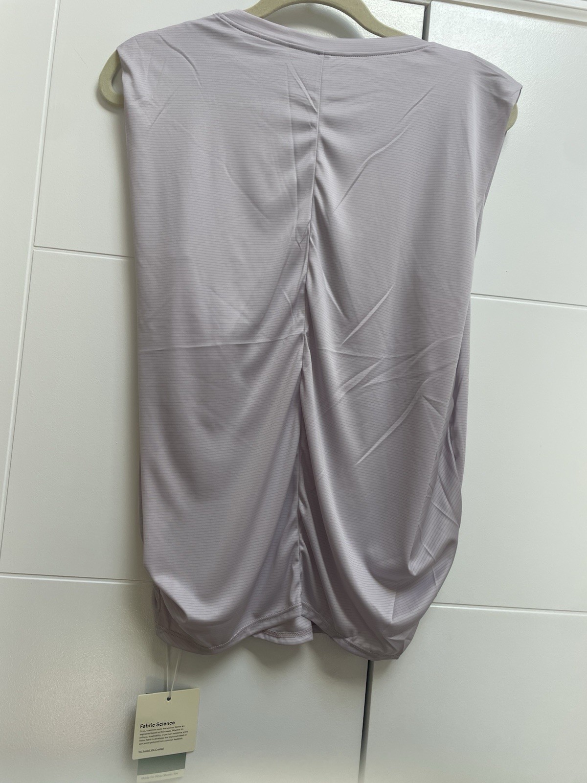 Halara Round Neck Ruched Workout Yoga Tank Top Sz M UPF 50+ Lilac Whisper Purple