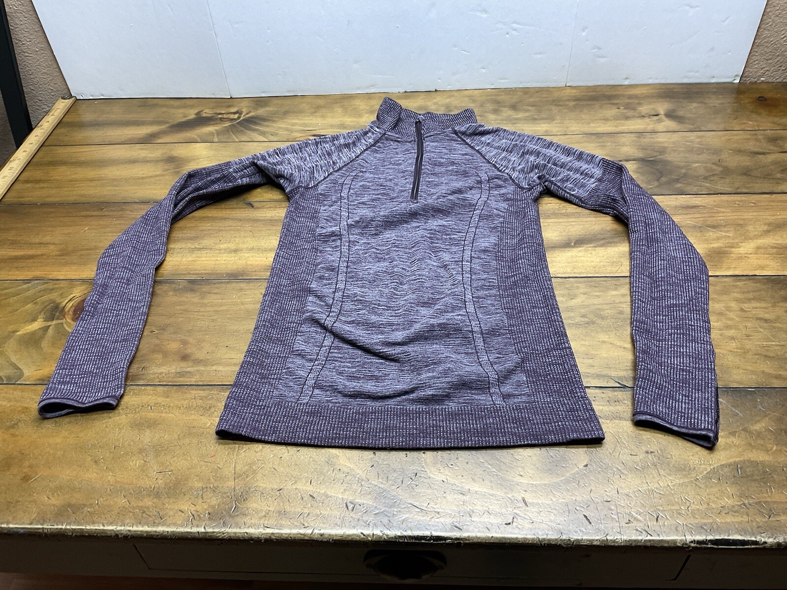 Lululemon Swiftly Wool 1/2 Zip Pullover Womens Size 8 Black Cherry Long Sleeve
