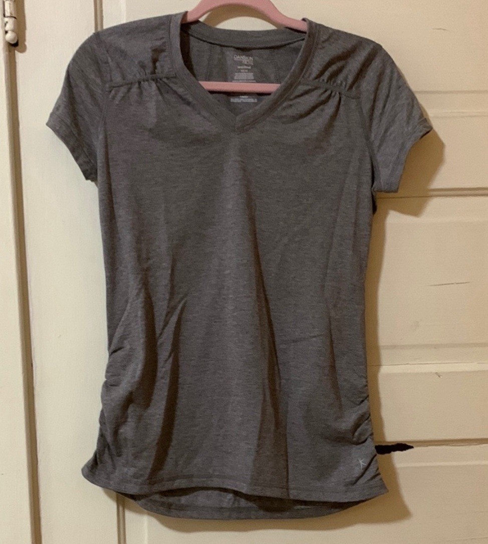 Danskin Now – Gray Fitted Short Sleeve Exercise Tee Women’s