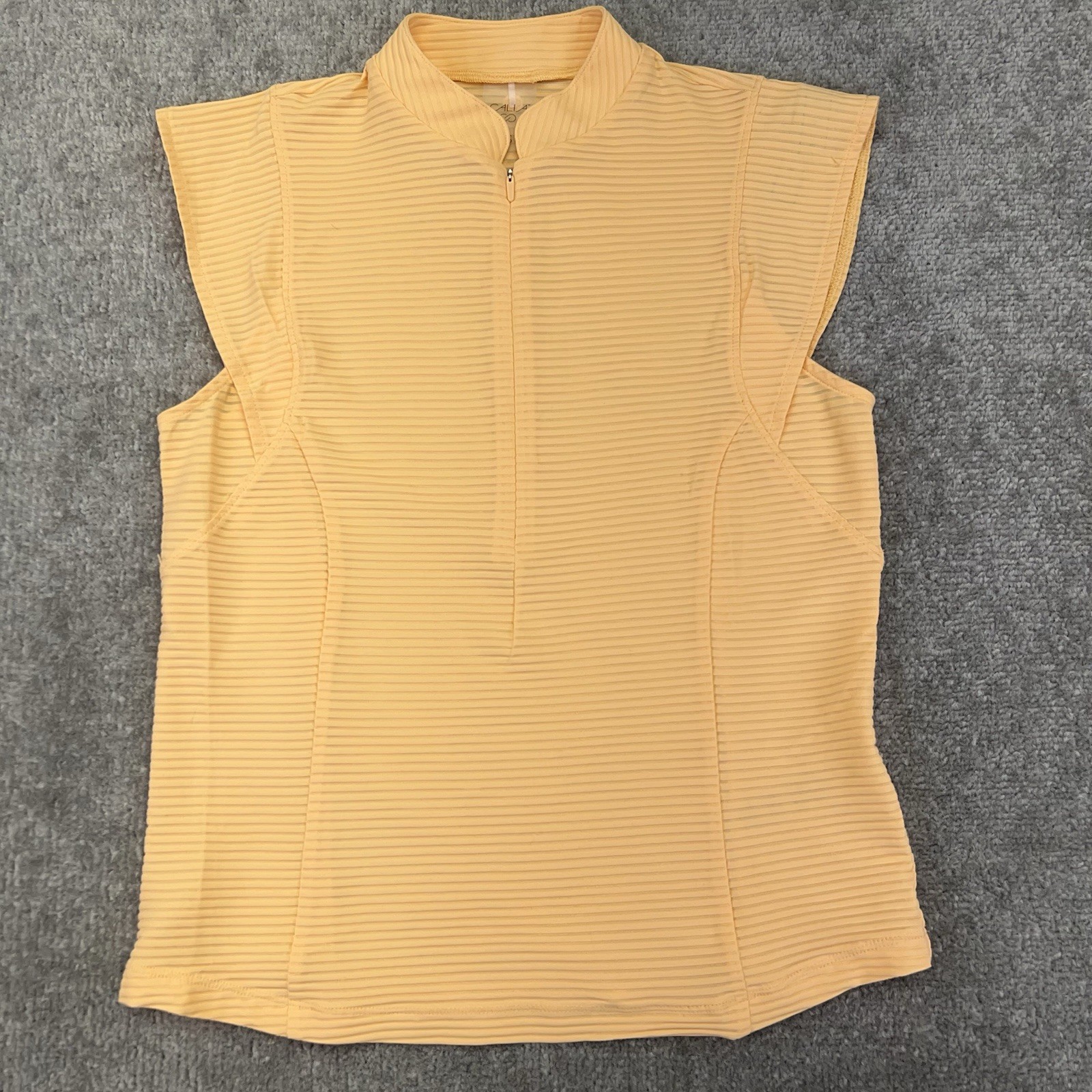 CALIA Womens Renew Cap Flutter Sleeve Golf Polo Zip Up Athleisure Size XS Peach