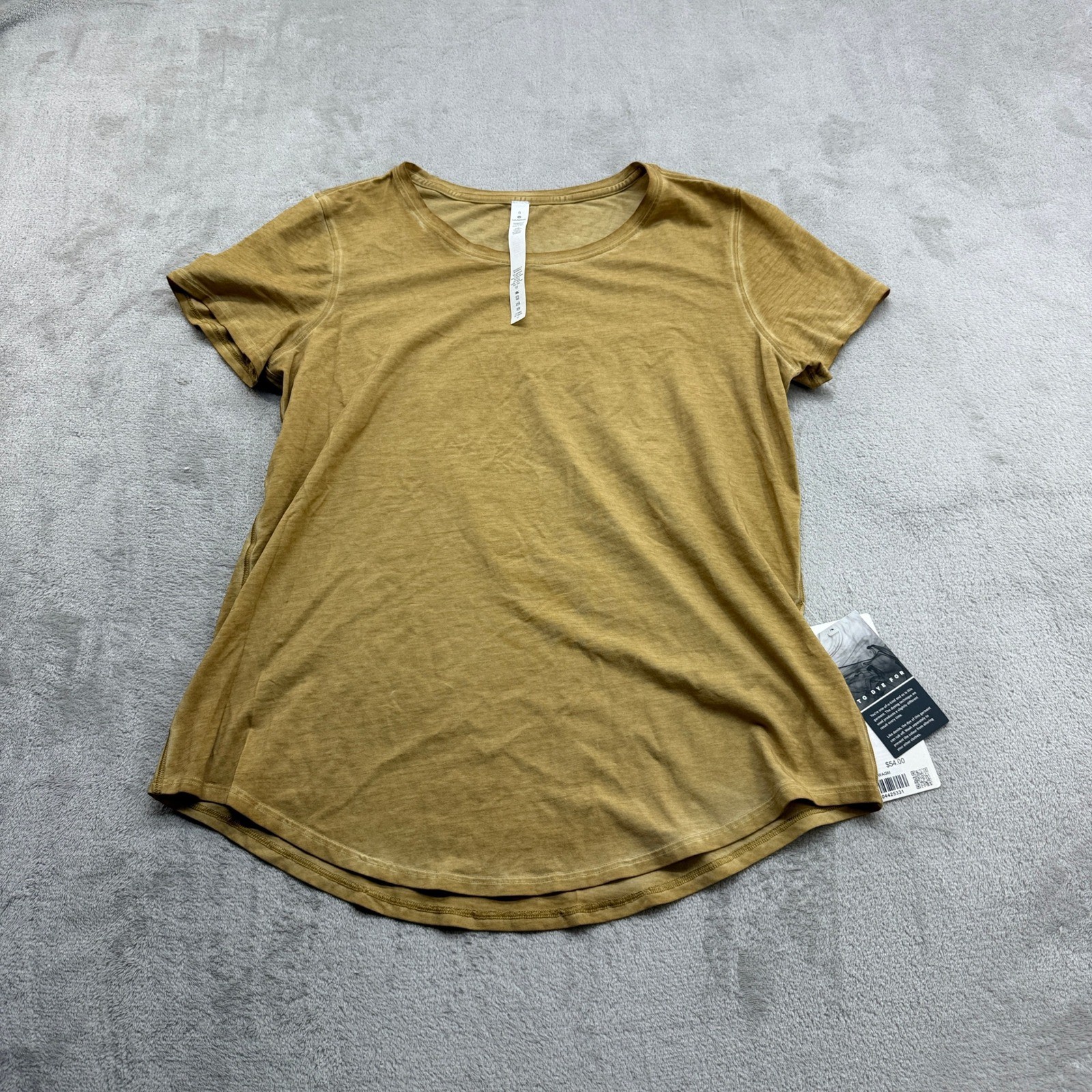 Lululemon Love Crew Fade Womens 6 Warm Gold Mustard Pima Cotton T-Shirt Yoga Gym