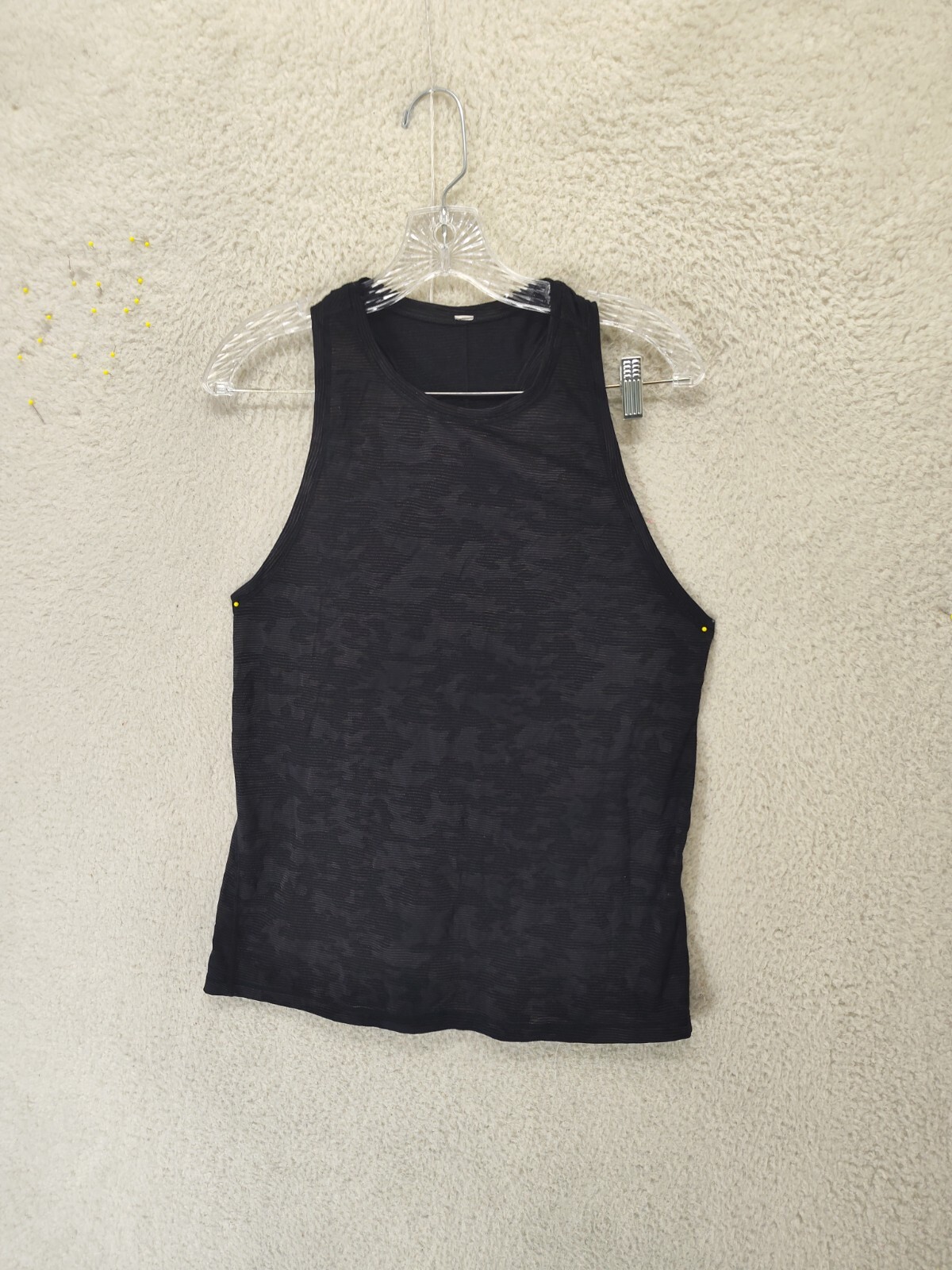 Lululemon Women Top Medium Black Striped Camo Poly Blend Sleeveless Active Tank