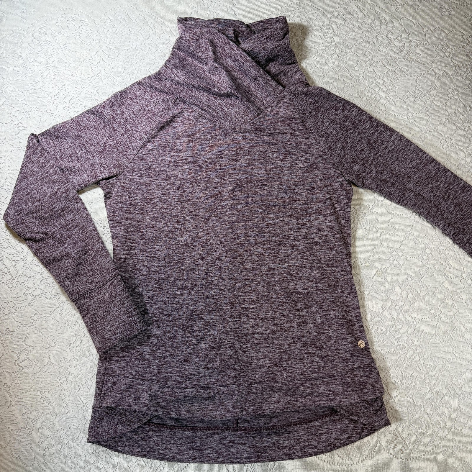Apana Cowl Neck Pullover Top Womens Small Purple Long Sleeve Yoga Tunic