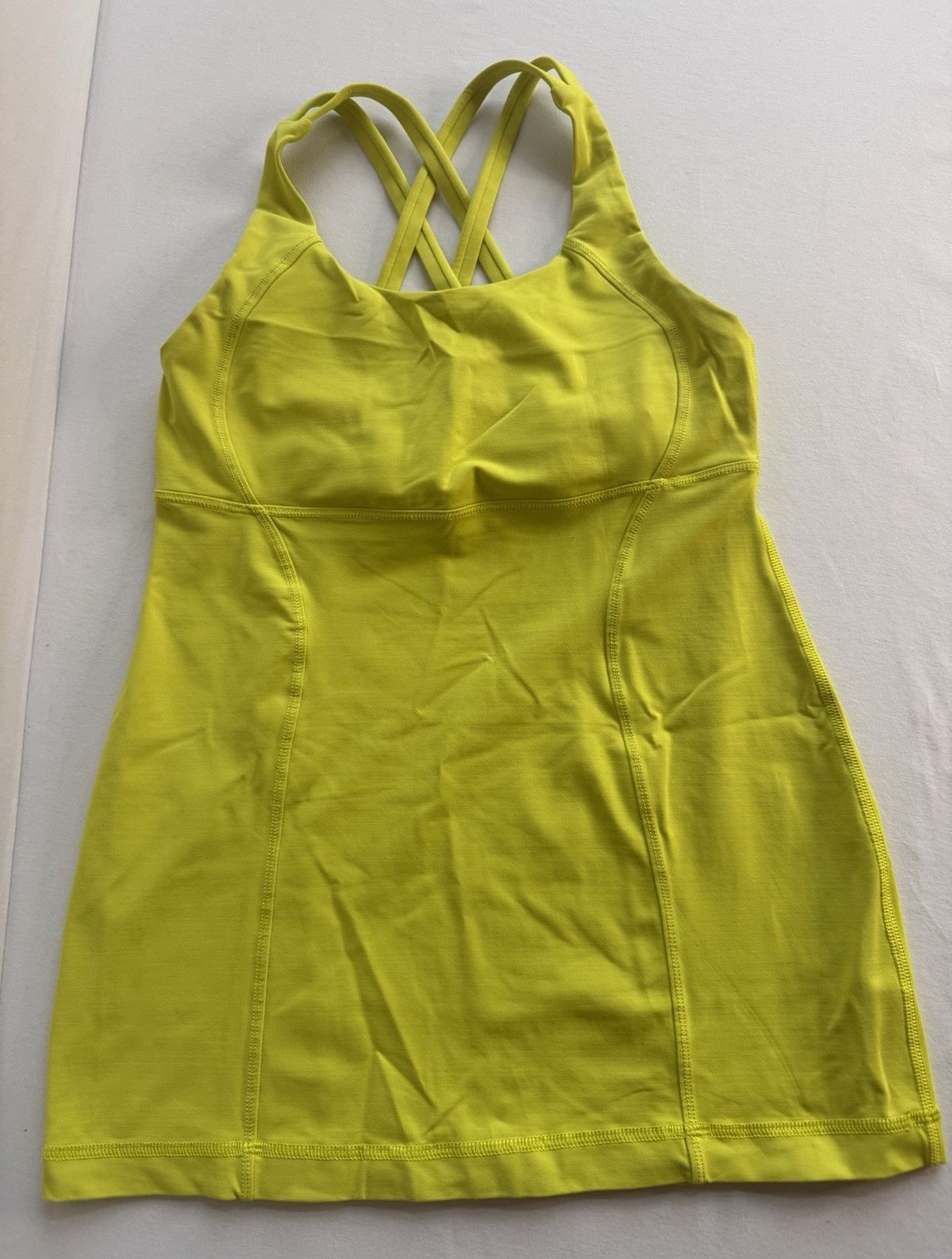 Lululemon Power Y Tank Top Womens Sz 6 Yellow Chartreuse Built In Bra Yoga