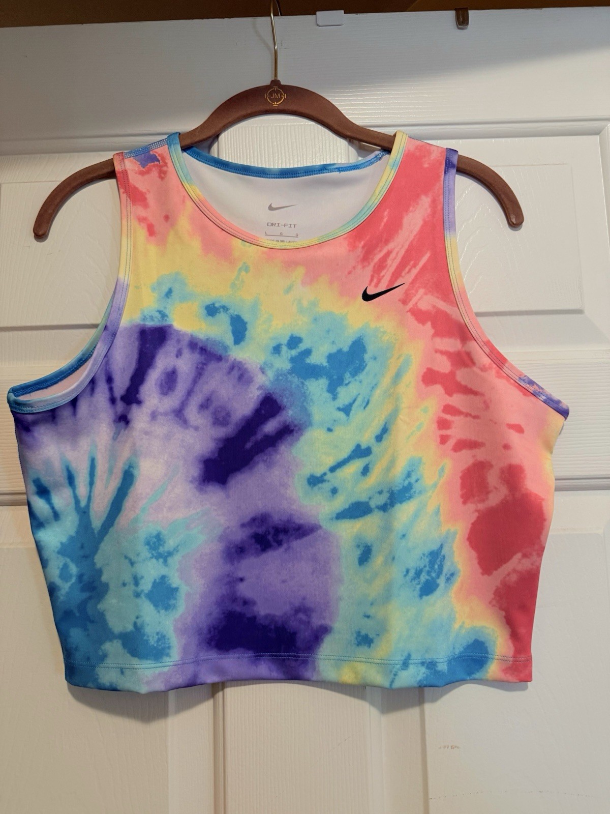 Nike Women’s Tie-Dye Dri-FIT Cropped Tank Top – Multi (Women’s Size: L)