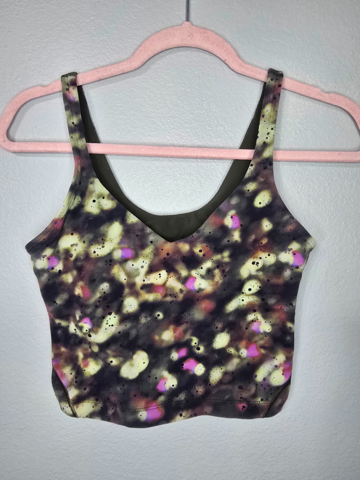 LULULEMON Khaki Green & Multicolor ALIGN Cropped Tank Sports Bra US 4 BD