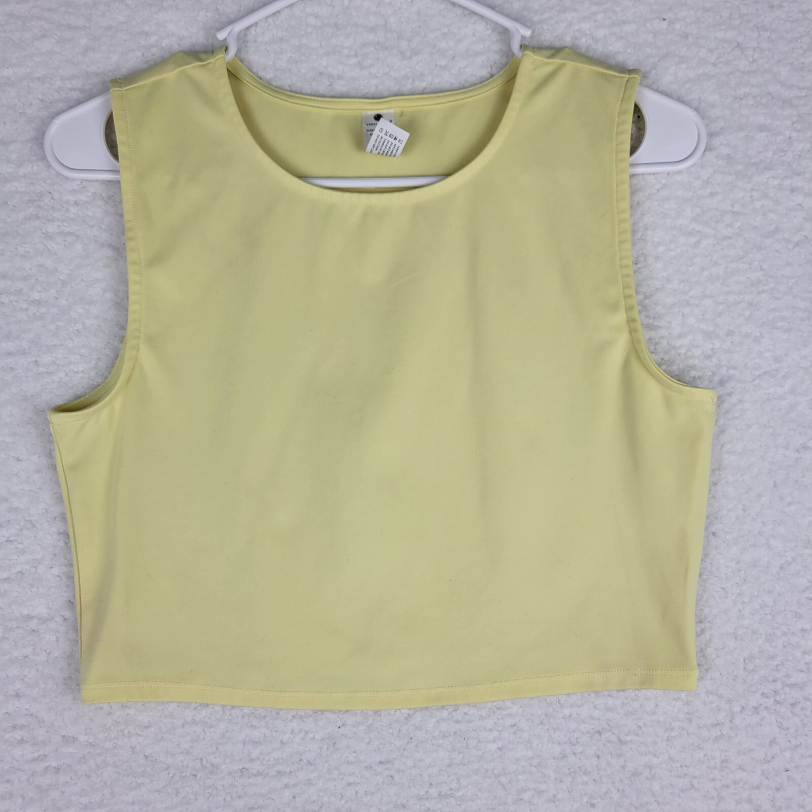 Yogalicious Pure Cloud Nicki Muscle Tank Cropped Yellow Women’s Large Workout