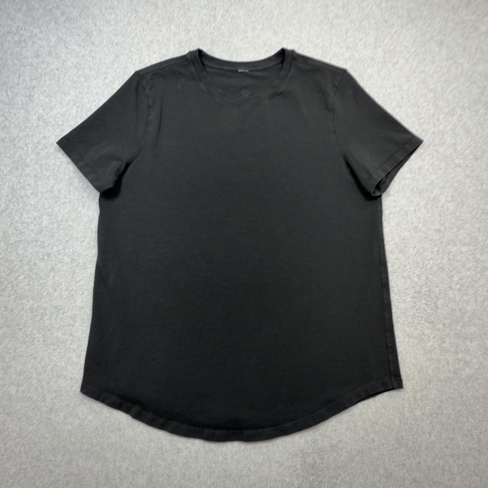Lululemon Shirt Women 10 Black Cotton Blend Curved Hem Crewneck Tee Soft Casual