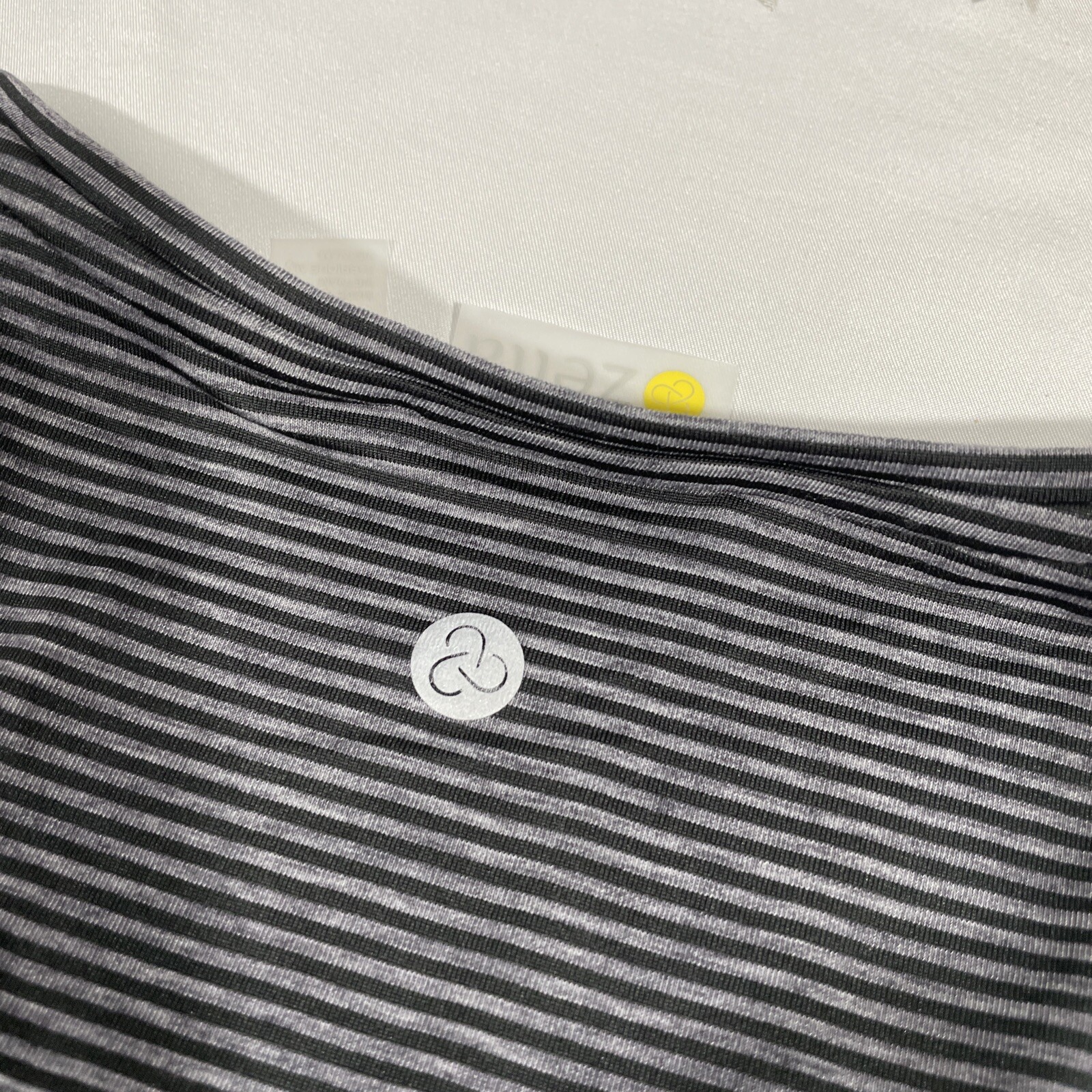 NWT $35 Zella [ Large ] Work For It Stripe Tank Top In Black/Grey #U443B