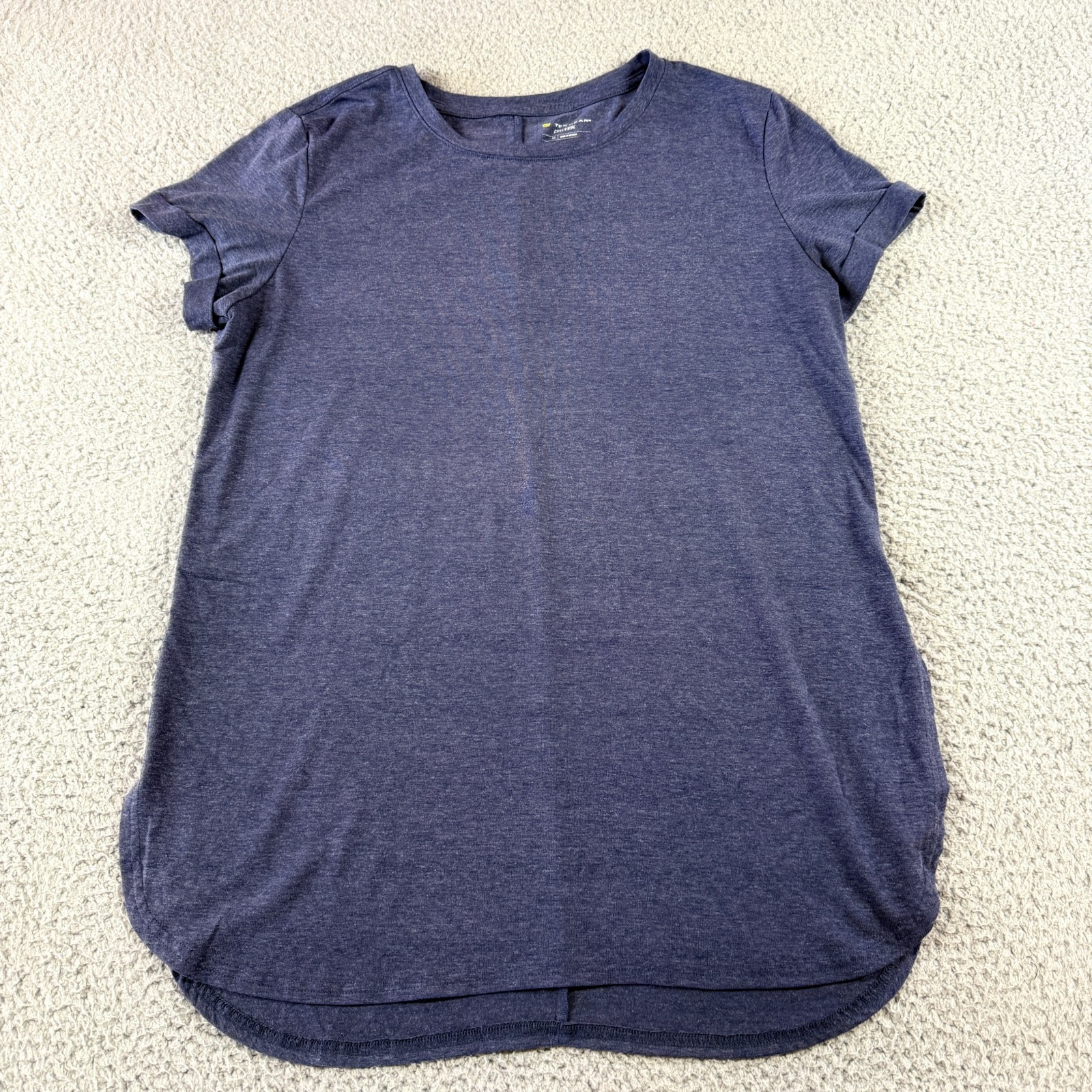 Tek Gear Drytek Womens Short Sleeve Crew Neck Rounded Hem T Shirt Blue Size M