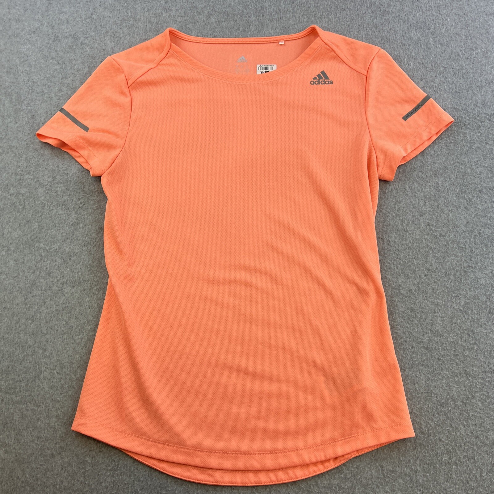 Adidas Running Shirt Womens Small Orange Short Sleeve Round Neck Active Ladies
