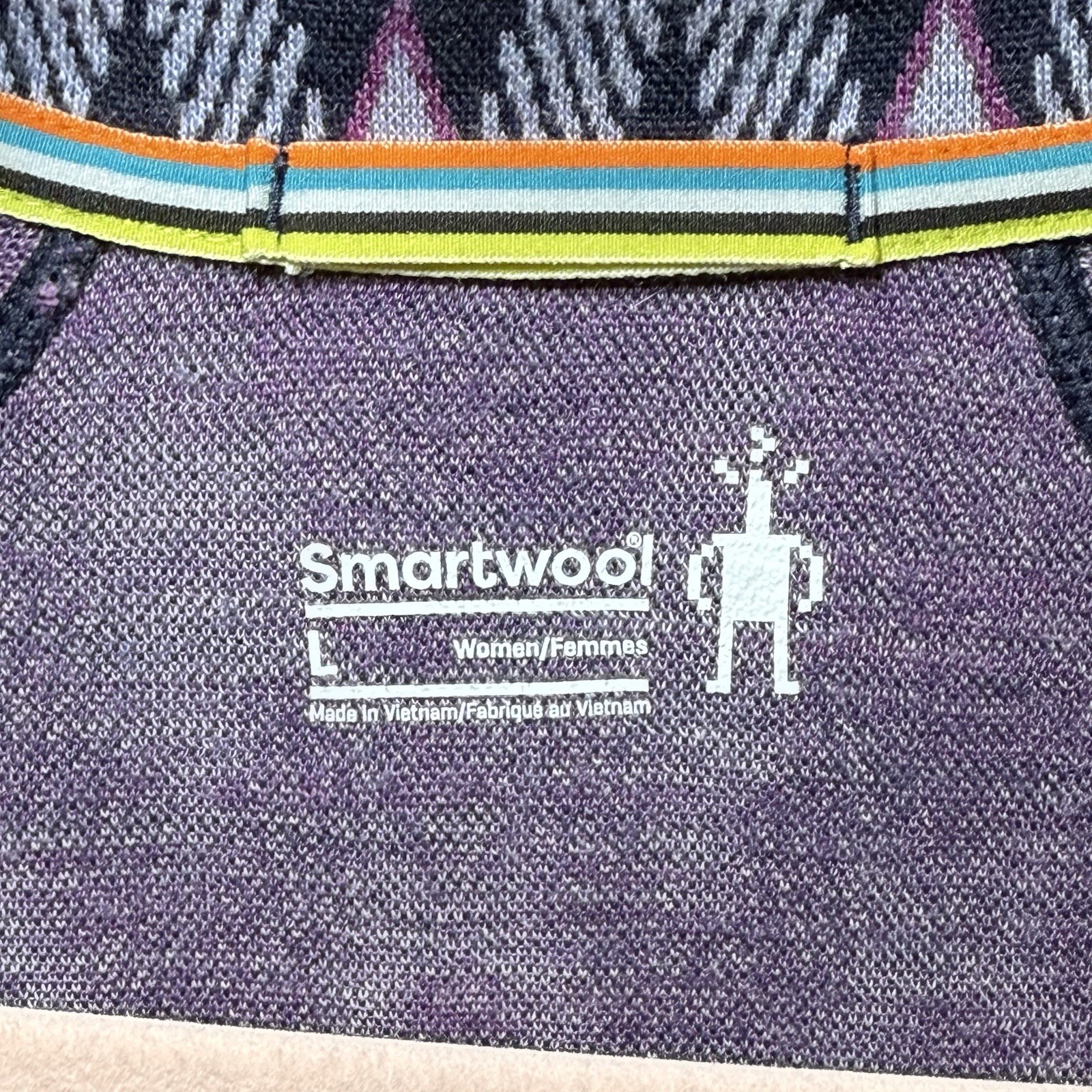 SMARTWOOL Merino 250 Base Layer Pattern 1/4 Zip Pullover Purple Mist Women’s Lg