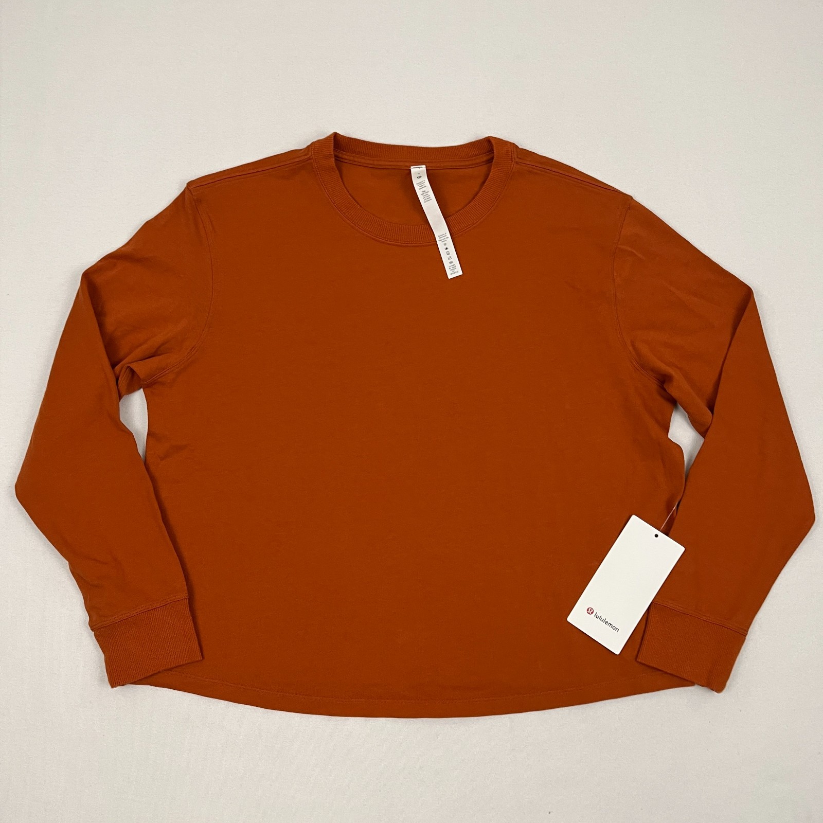 Lululemon Relaxed Fit Cotton Jersey Long Sleeve Shirt Size 8 Orange Heavyweight