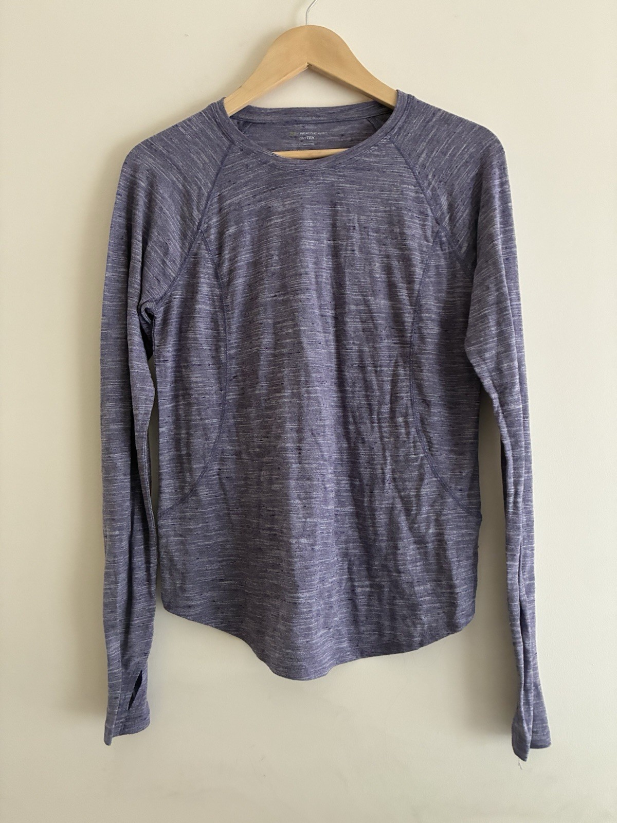 Tek Gear DryTek Women’s Marled Rayon Polyester Crewneck Long Sleeve Shirt Plum S