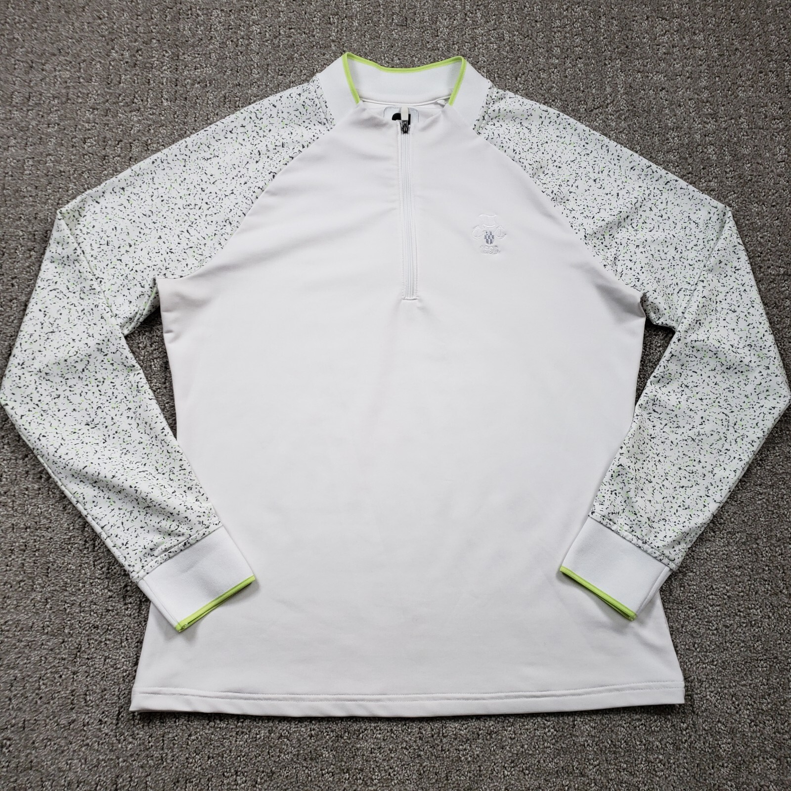 Footjoy Golf Top Womens S White 1/4 Zip Pullover Performance Long Sleeve