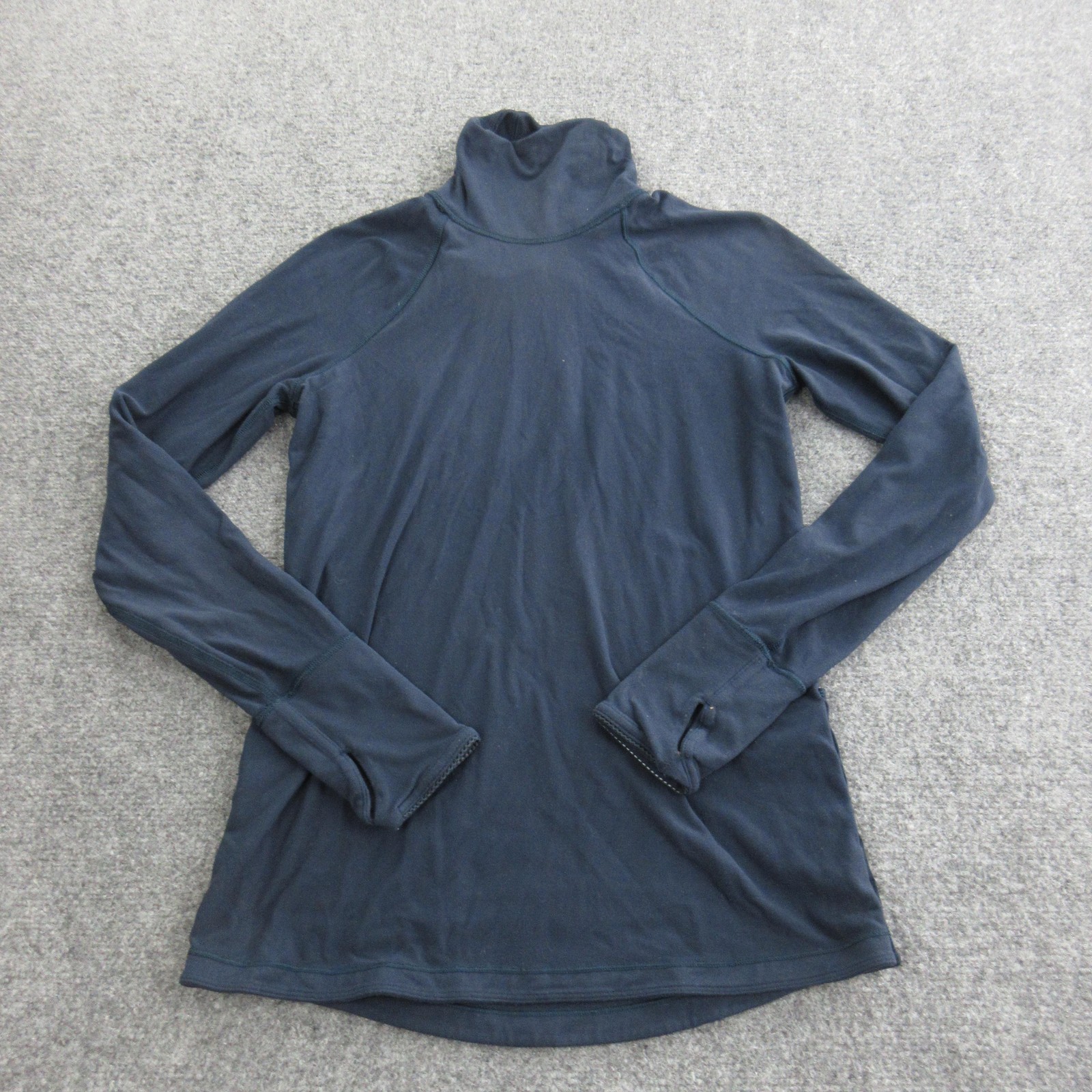 Shirt Womens Medium Blue Long Sleeve Turtleneck Fleece Layering Top Thumbholes