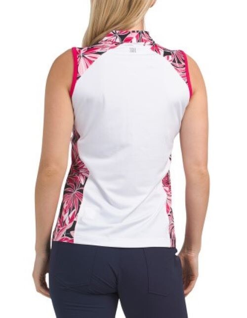 NWT TAIL SUMMER LEAVES White Red Black Sleeveless Mock Golf Shirt M L XL XXL
