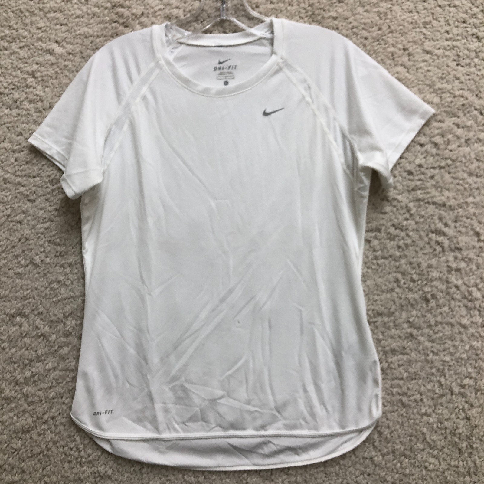 Nike Top Shirt Large Adult White Dri Fit Swoosh Pullover Athletic Training Women