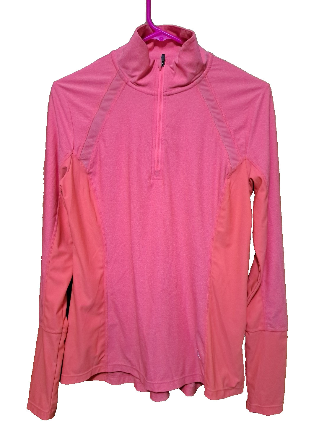 MPG Women’s Pink Polyester Long Sleeve 1/3 Zipper Sport Active Shirt Size Large