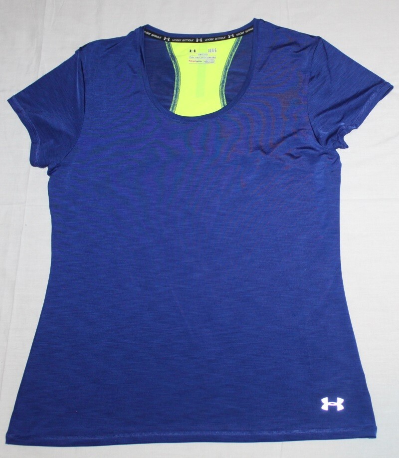 Ladies UNDER ARMOUR blue semi-fitted Heat Gear shirt Size large