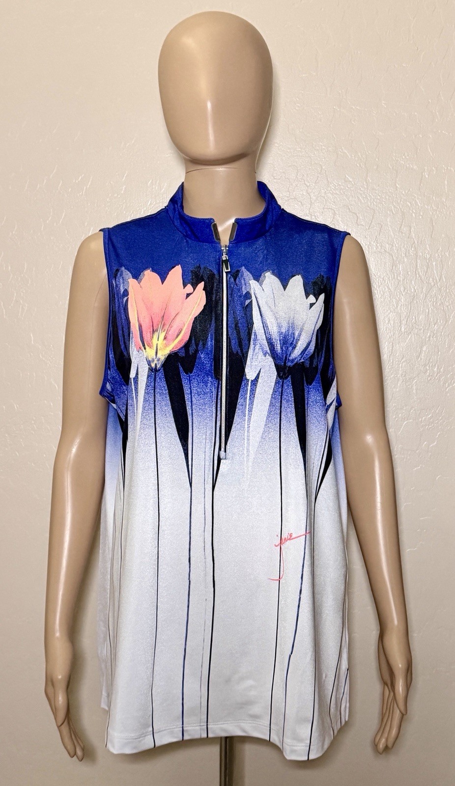 JAMIE SADOCK 1/2 Zip Women XL Tennis Pickle Ball Sleeveless Golf Stretch Shirt