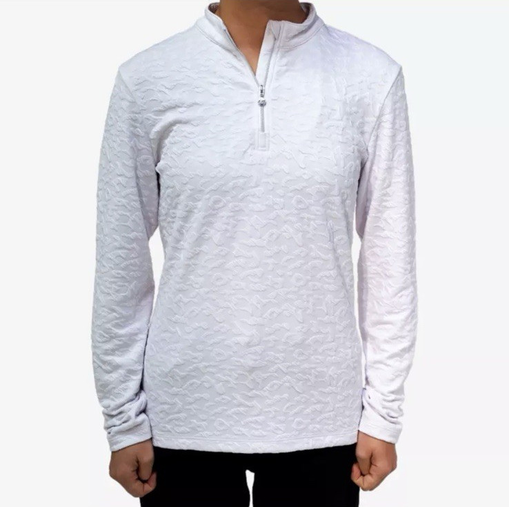 Nivo Womens Activewear 1/4 Zip Pullover Golf Shirt White UPF 50+ Sz XL Jacquard
