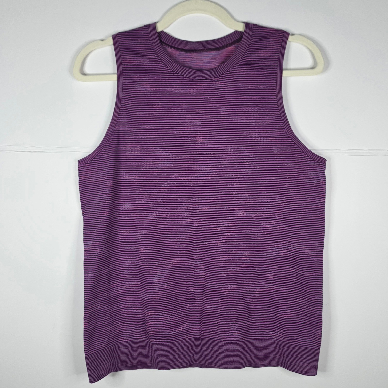 Lululemon Swiftly Relaxed Muscle Tank Top 12 Vivid Plum Striped Sleeveless