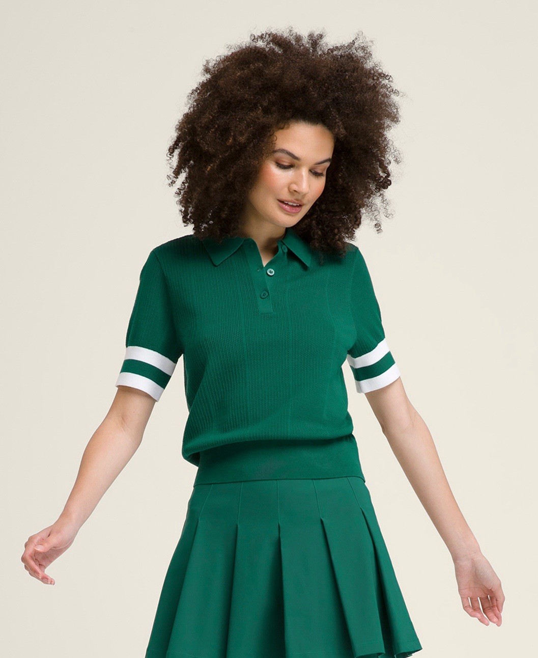 Wilson Essex Polo Sweater Women’s Medium Green Tennis Golf Knit Short Sleeve Top
