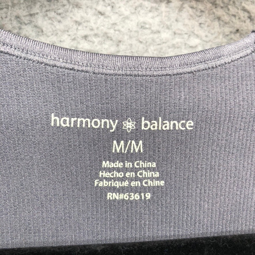 Harmony & Balance Top Womens Medium Gray Mineral Wash V-Neck Long Sleeve CHB1809