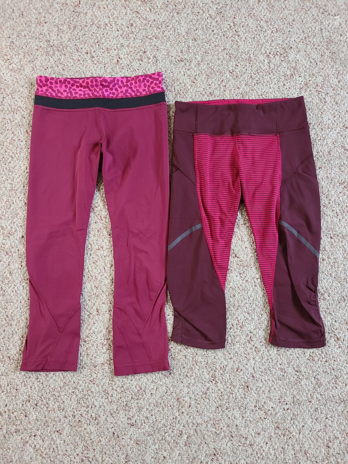 Lululemon Burgundy Bundle Size 4 (Sm) 2 Crop Leggings & Cool Racerback Tank EUC