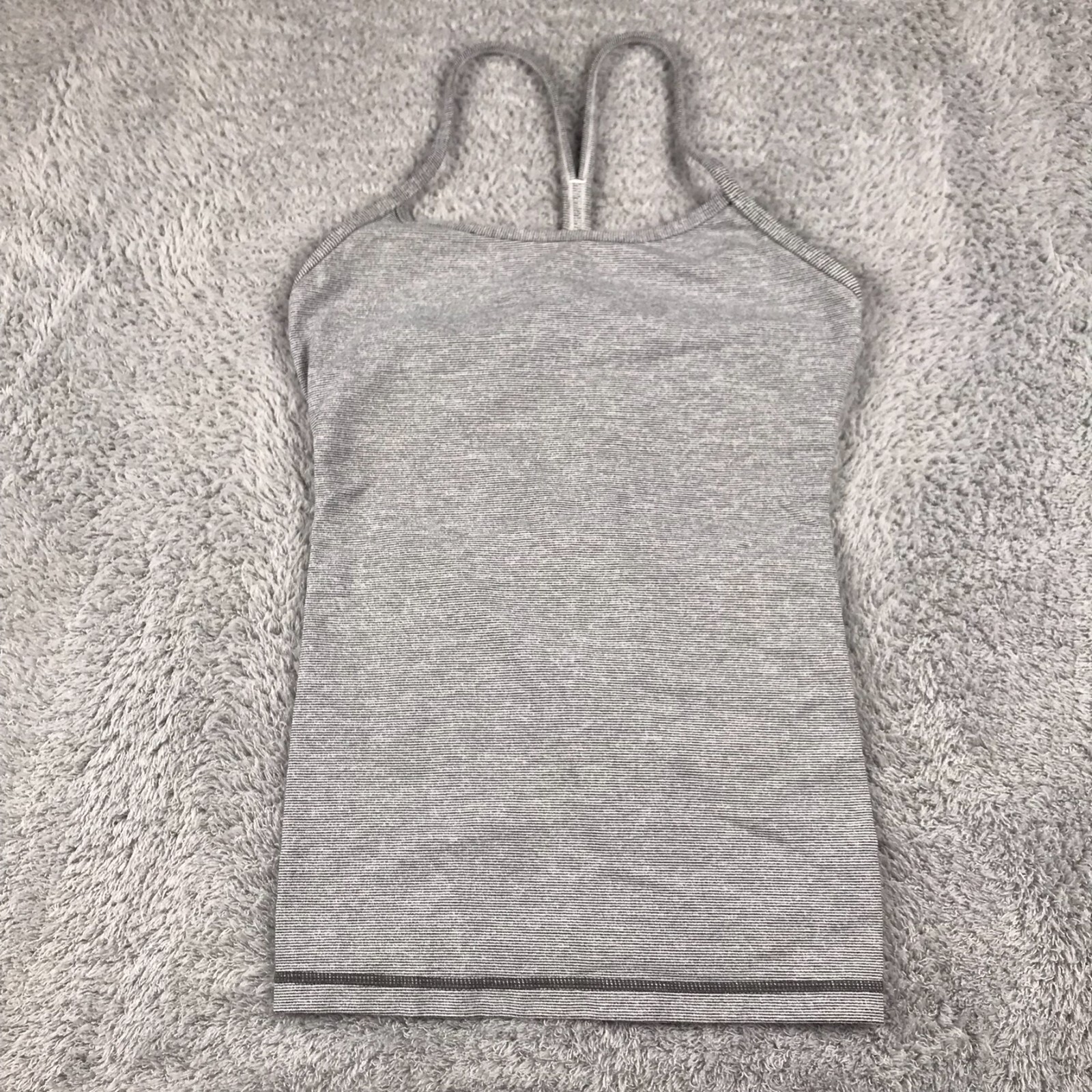 Lululemon Power Y Tank Womens 6 Black Micro Stripe Built In Shelf Bra