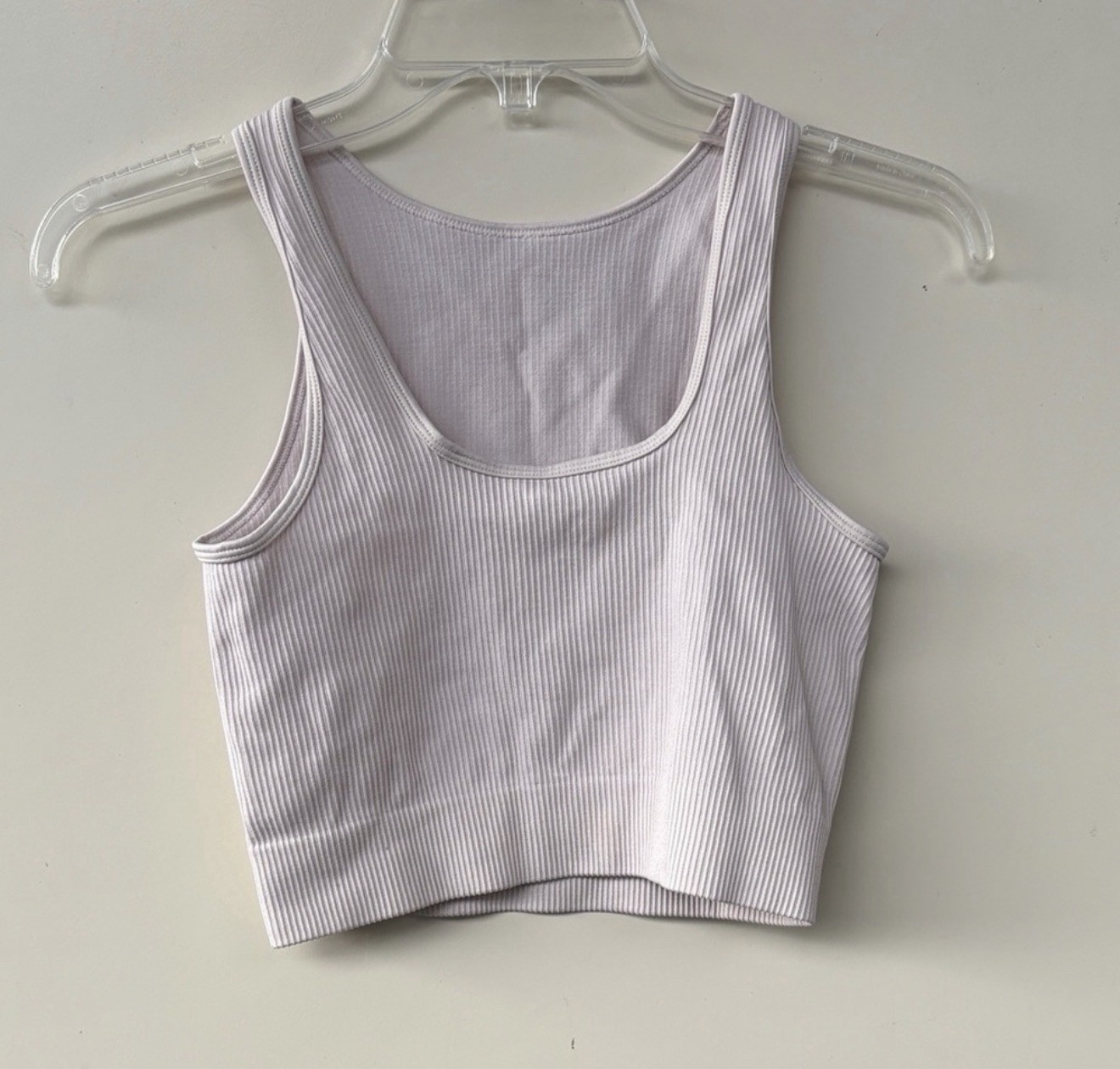 Lavender Light Purple Seamless Ribbed Crop Active Tank Top – Women’s Size S