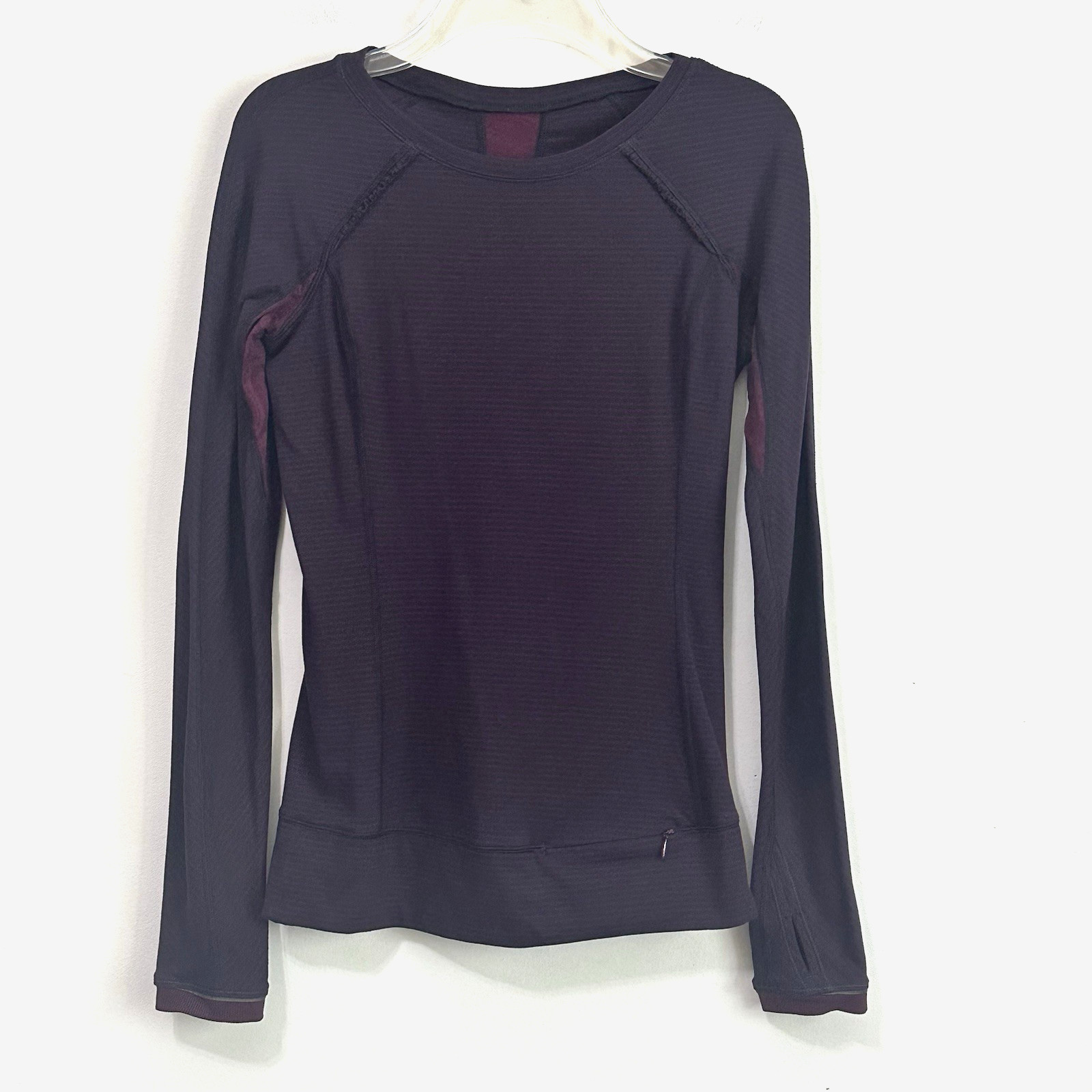 Lululemon Full Tilt Long Sleeve Top S/4? Navy Hyper Stripe Plum Lace Thumb Holes