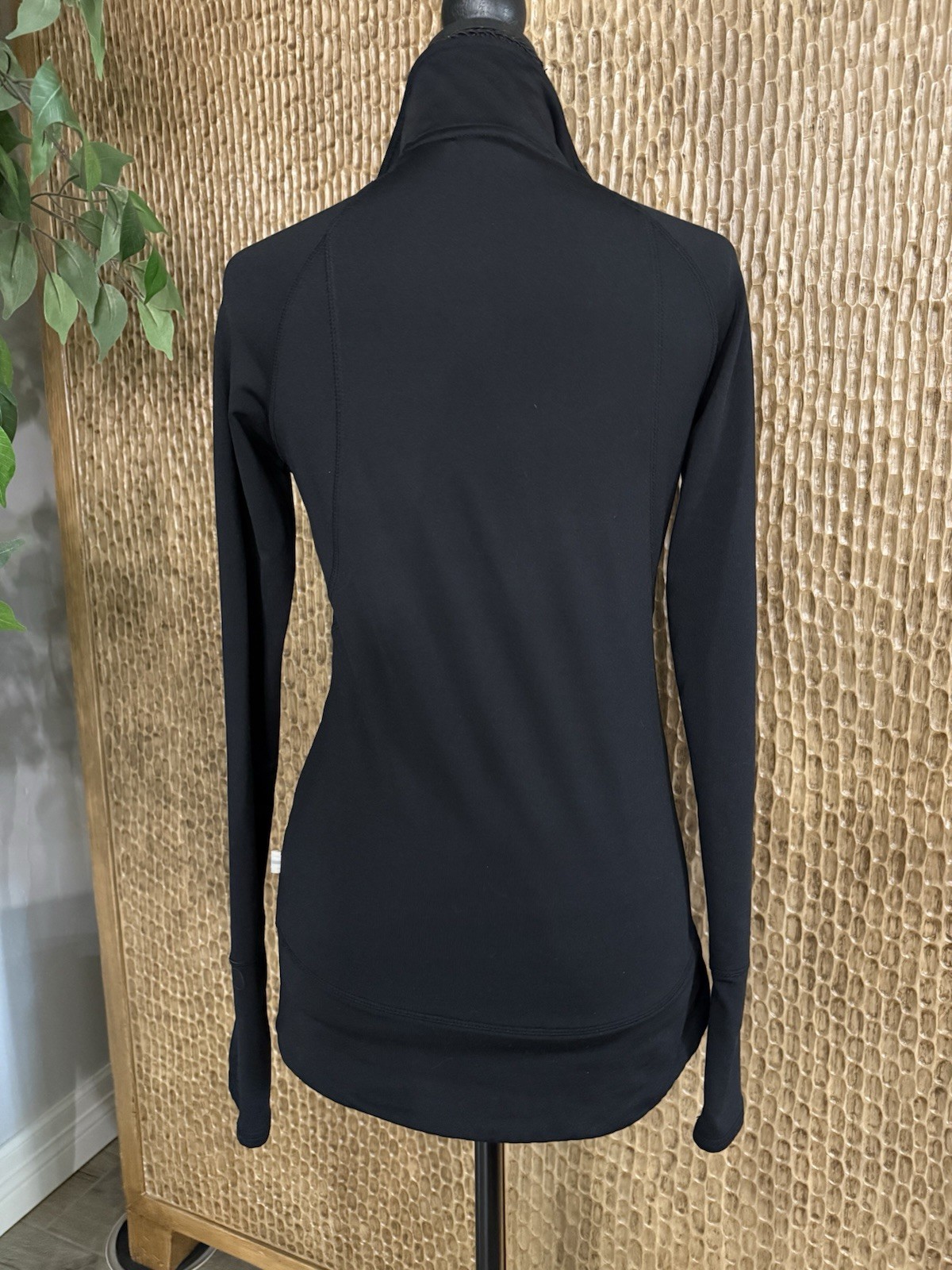 Mondetta Pullover Black Solid Women XS 1/4 Zip Stretch Mock Neck Long Sleeve