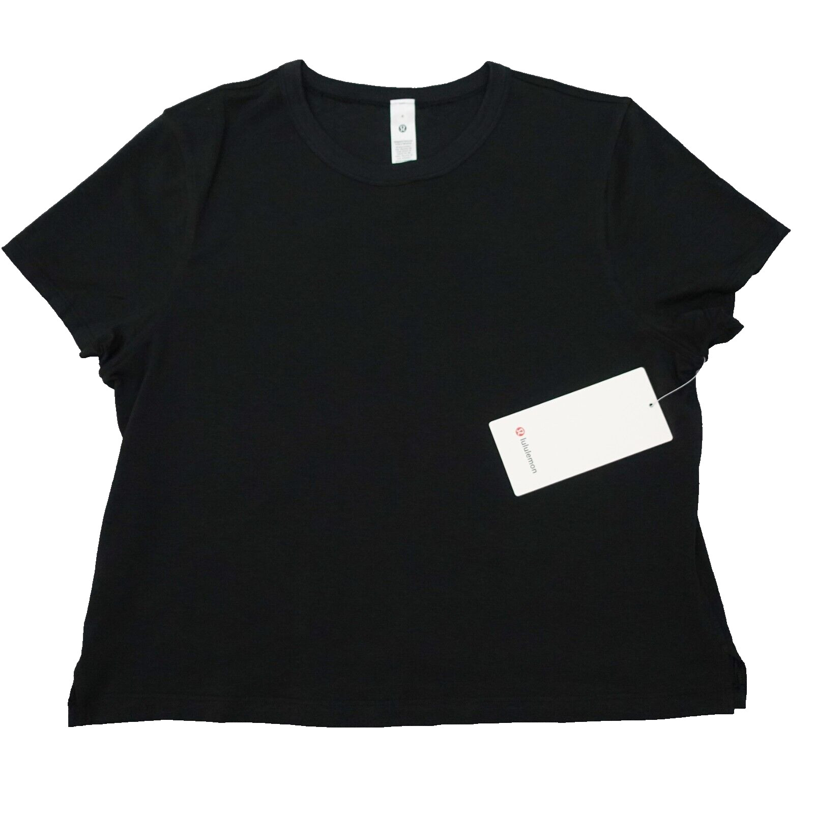 New Lululemon Size 8 Classic Fit Cotton Blend Tee Shirt BLK Black Waist Length