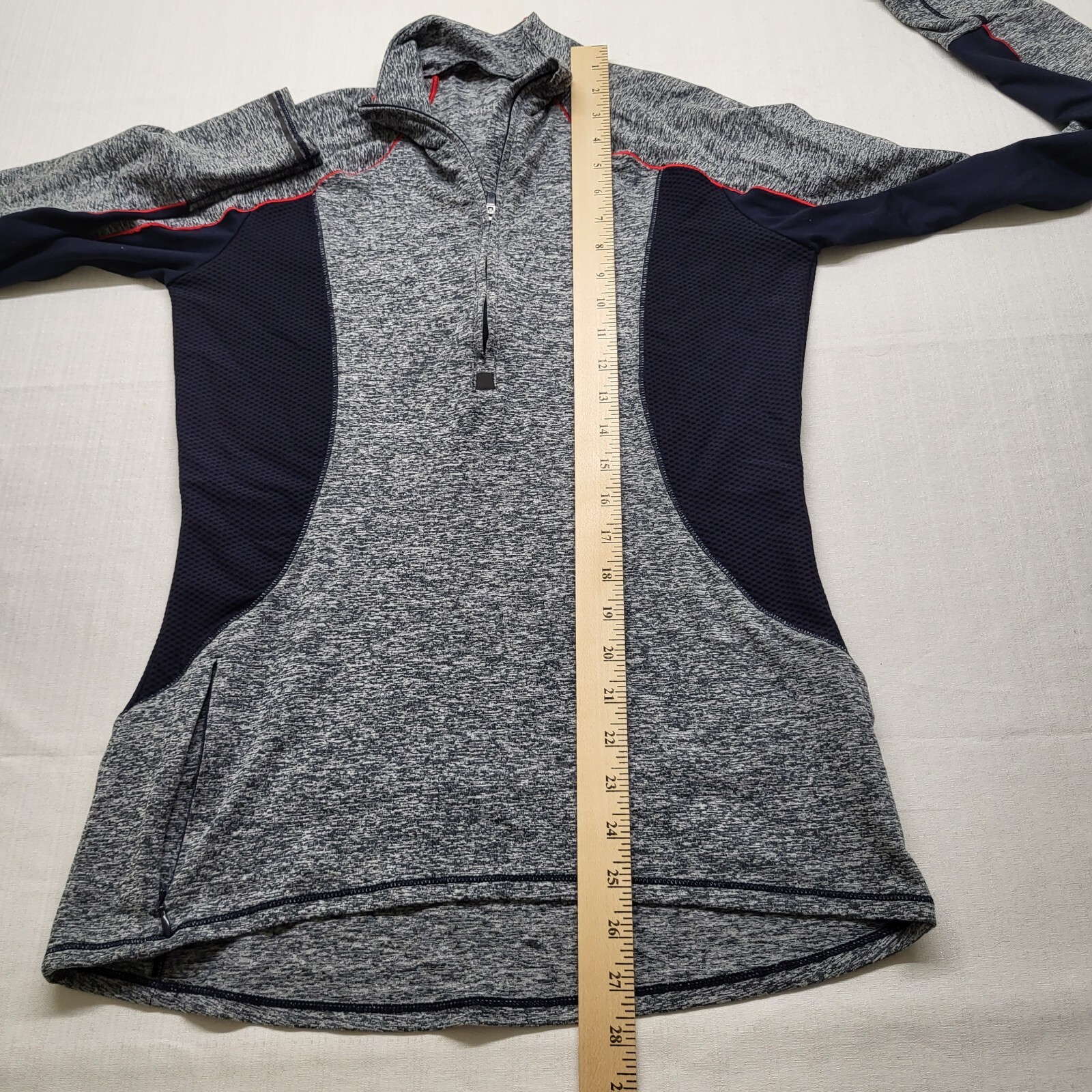Athleta Half Zip Top Running Wild Small Gray Colorblock Performance Mock Neck