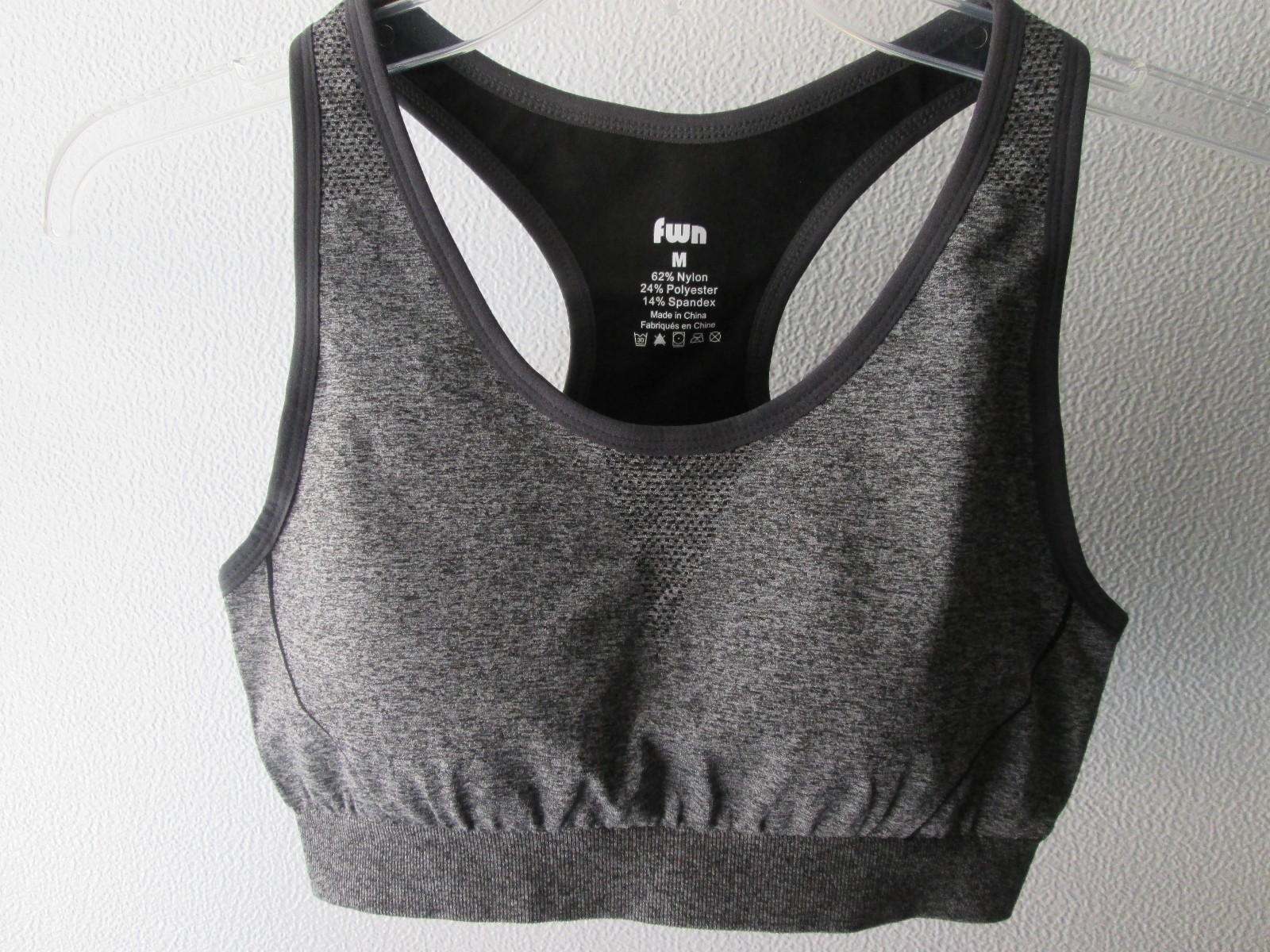 fwn Fitness Running Cycling Yoga Sports Bra Black Gray Heathered Medium Dri-Fit