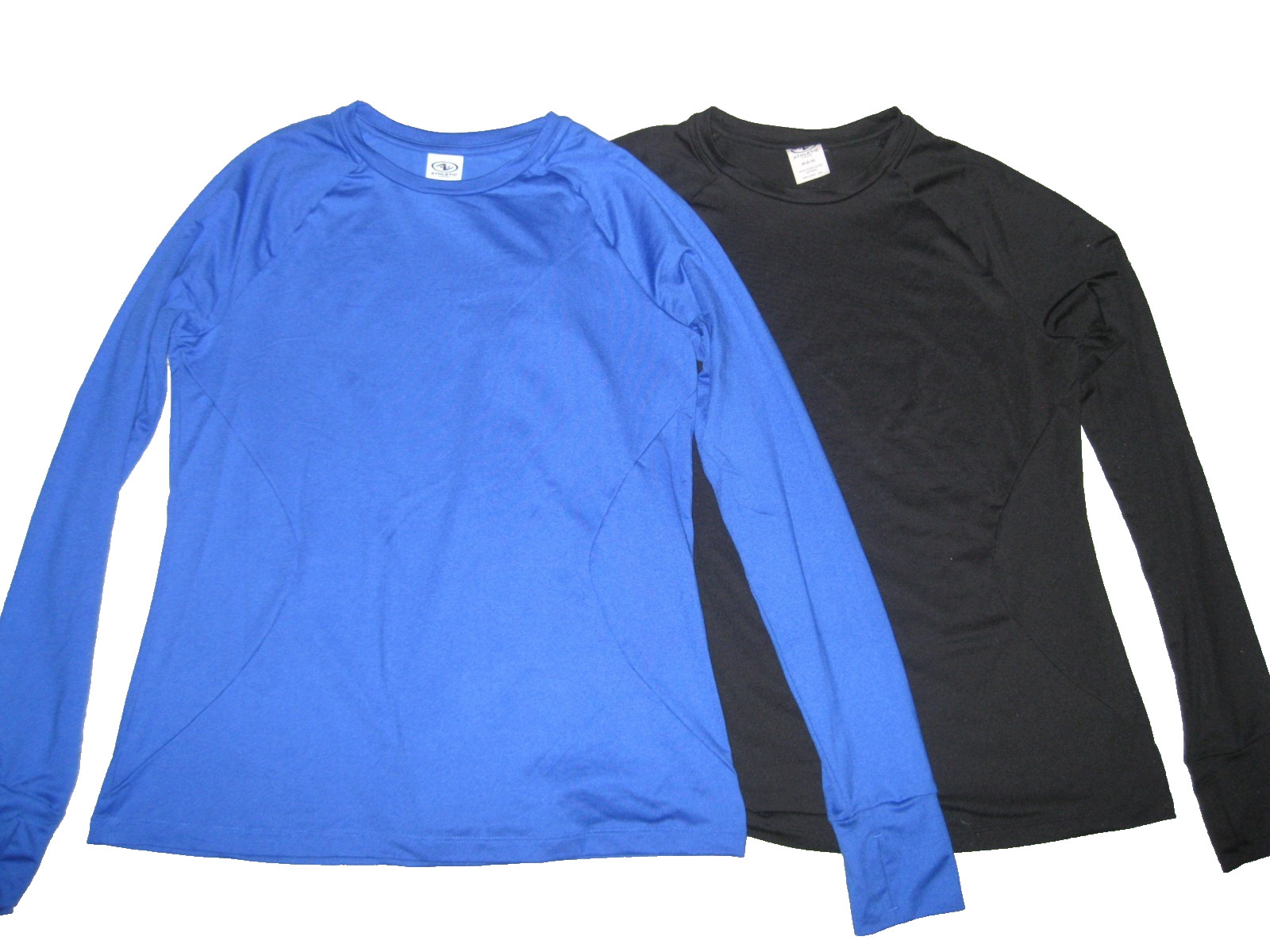2 Athletic Womens Med 8-10 Black/Blue Long Sleeve Activewear Lightweight Top