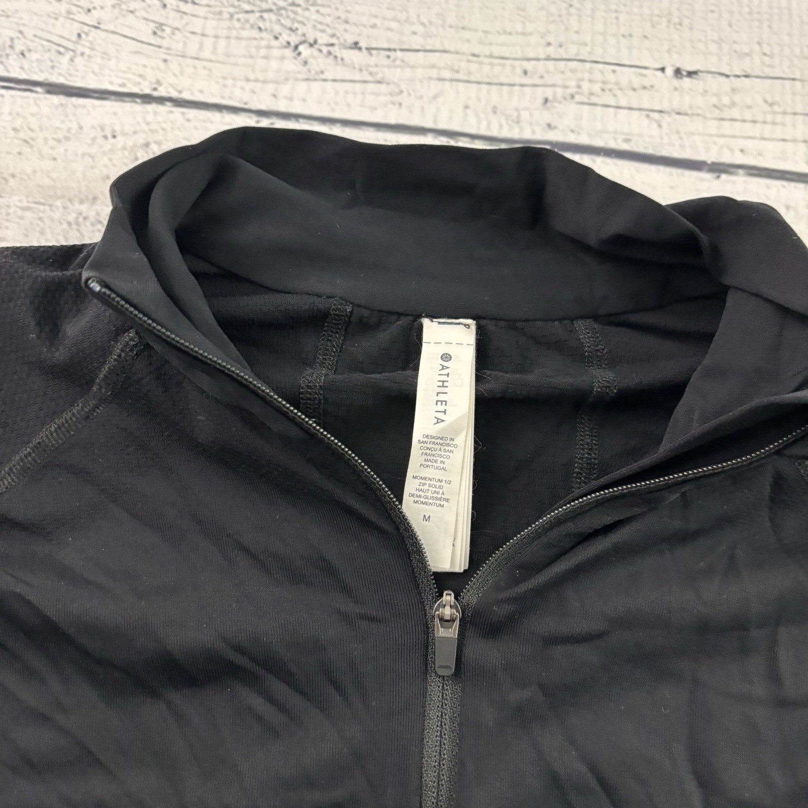 Athleta Momentum 1/2 Zip Solid Long Sleeve Top Women’s Medium Black
