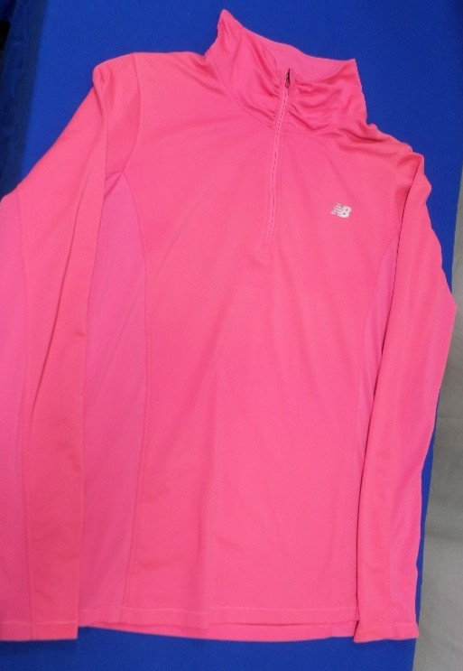DESIGNER NEW BALANCE 1/4 ZIP MOCKNECK PULLOVER LIGHTWEIGHT PINK SHIRT SZ MEDIUM