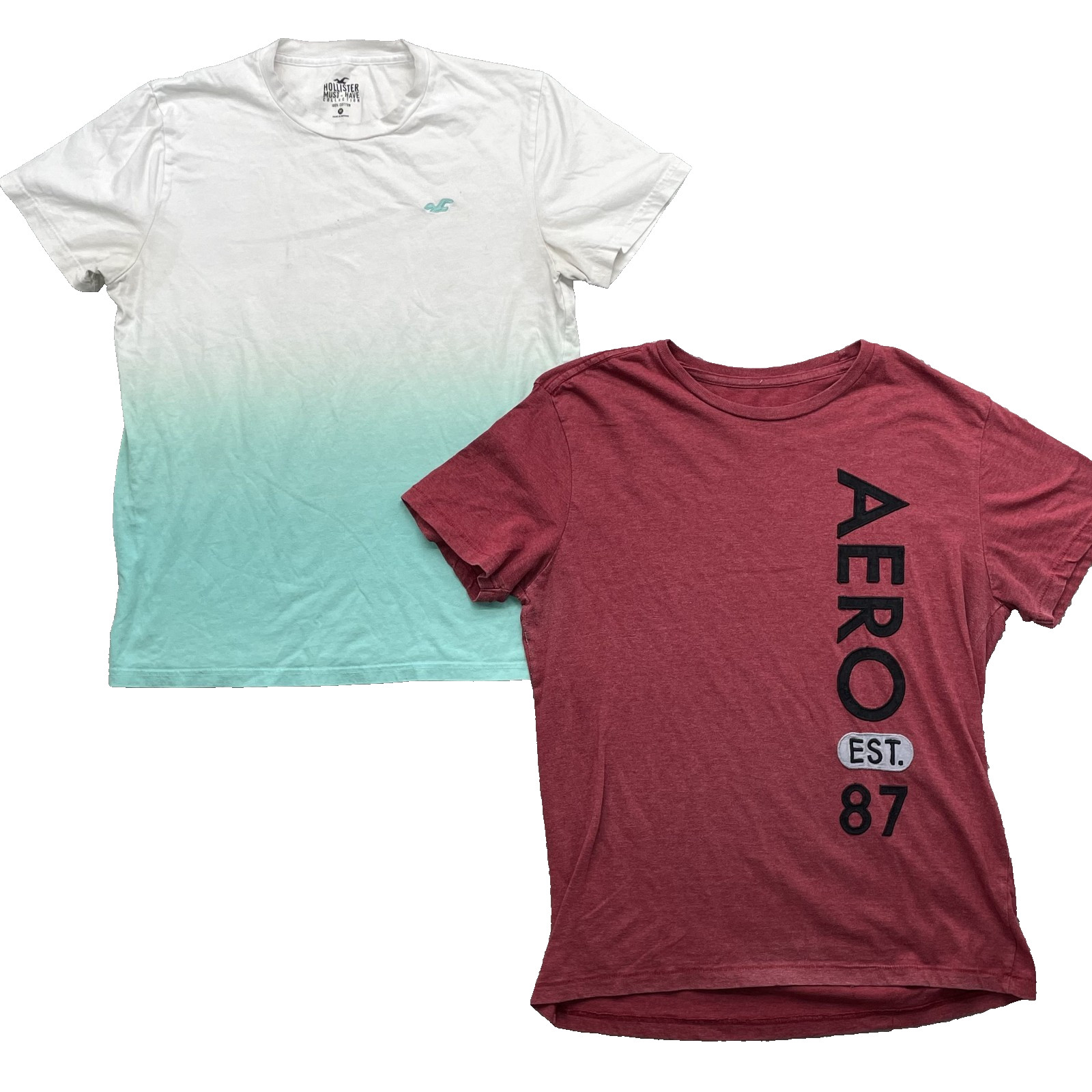 Hollister Aeropostal T-shirt Lot of 2 Womens Medium Y2K Preppy Outdoors Academia