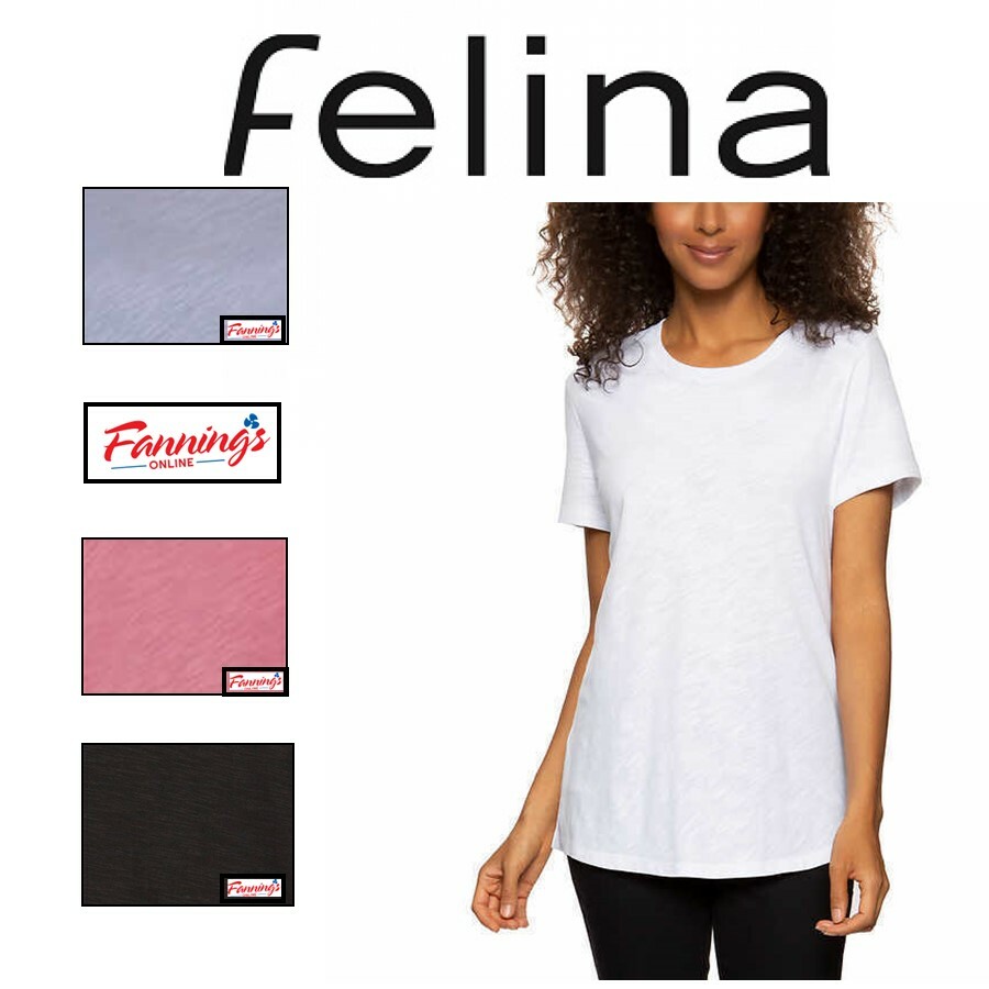 Felina Ladies’ Slub Crew Tee Soft Jersey T-Shirt Crewneck Relaxed Fit B43
