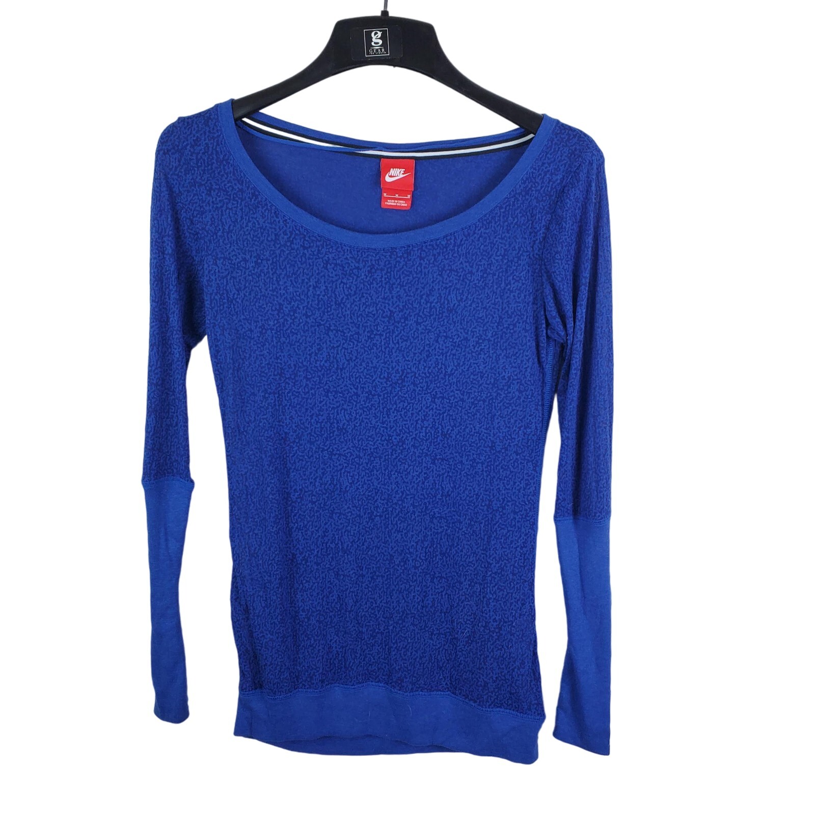 Nike Signal Mezzo T Shirt Womens Medium Blue Long Sleeve Pullover Athleisure