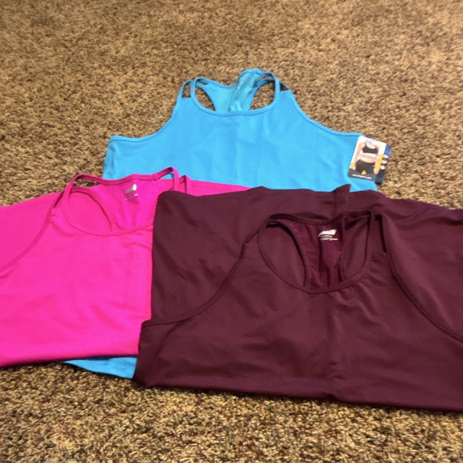 Avia Women’s Strappy Tank Tops 3-Pack L Multicolor Stretch Scoop Neck