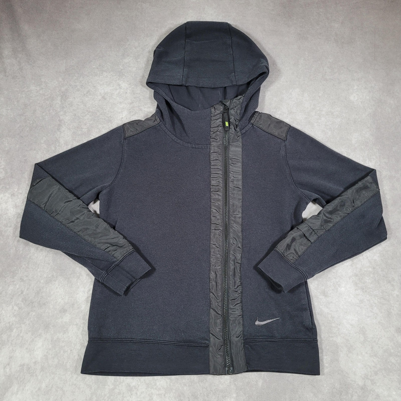 Nike Hoodie Womens Small Gray Full Zip Fleece Jacket Asymmetrical Hybrid Gym