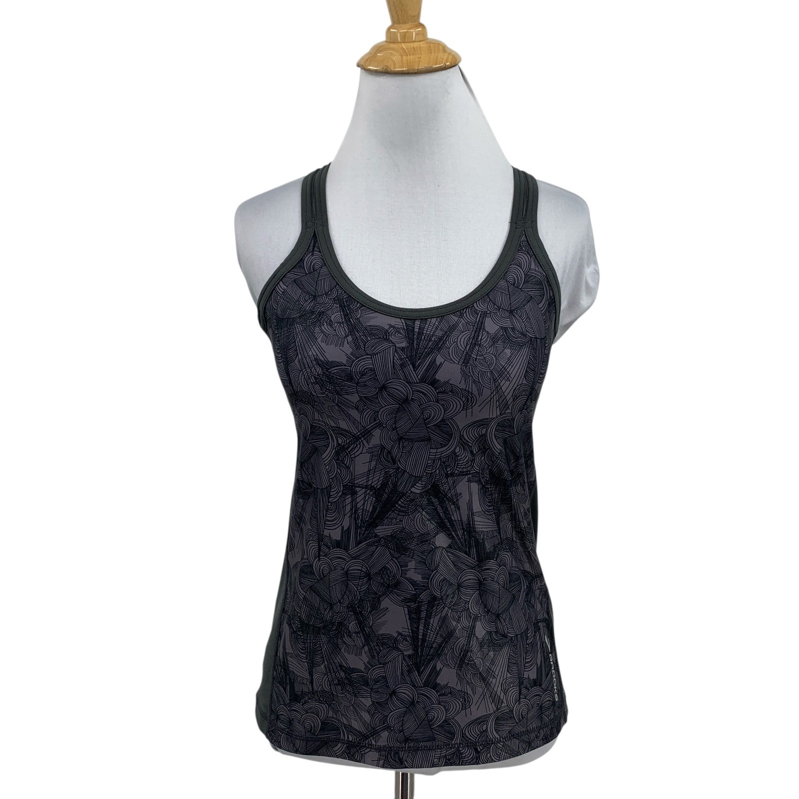 Brooks Tank Top Womens S Small Gray Distance Racerback Molded Cups Shelf Bra