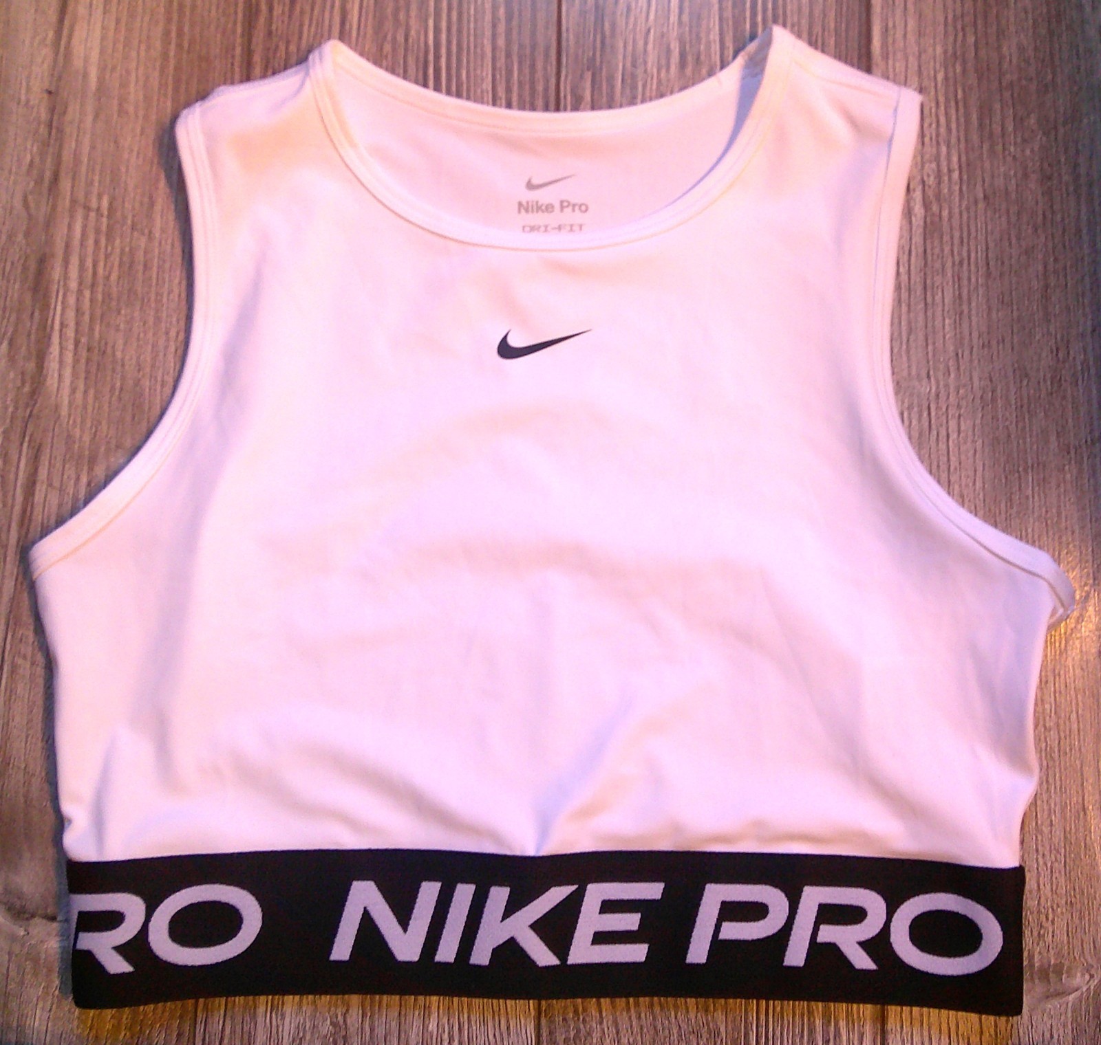 NEW “Nike Pro” Dri-Fit Signature Band Cropped Tank Top n White Woman S